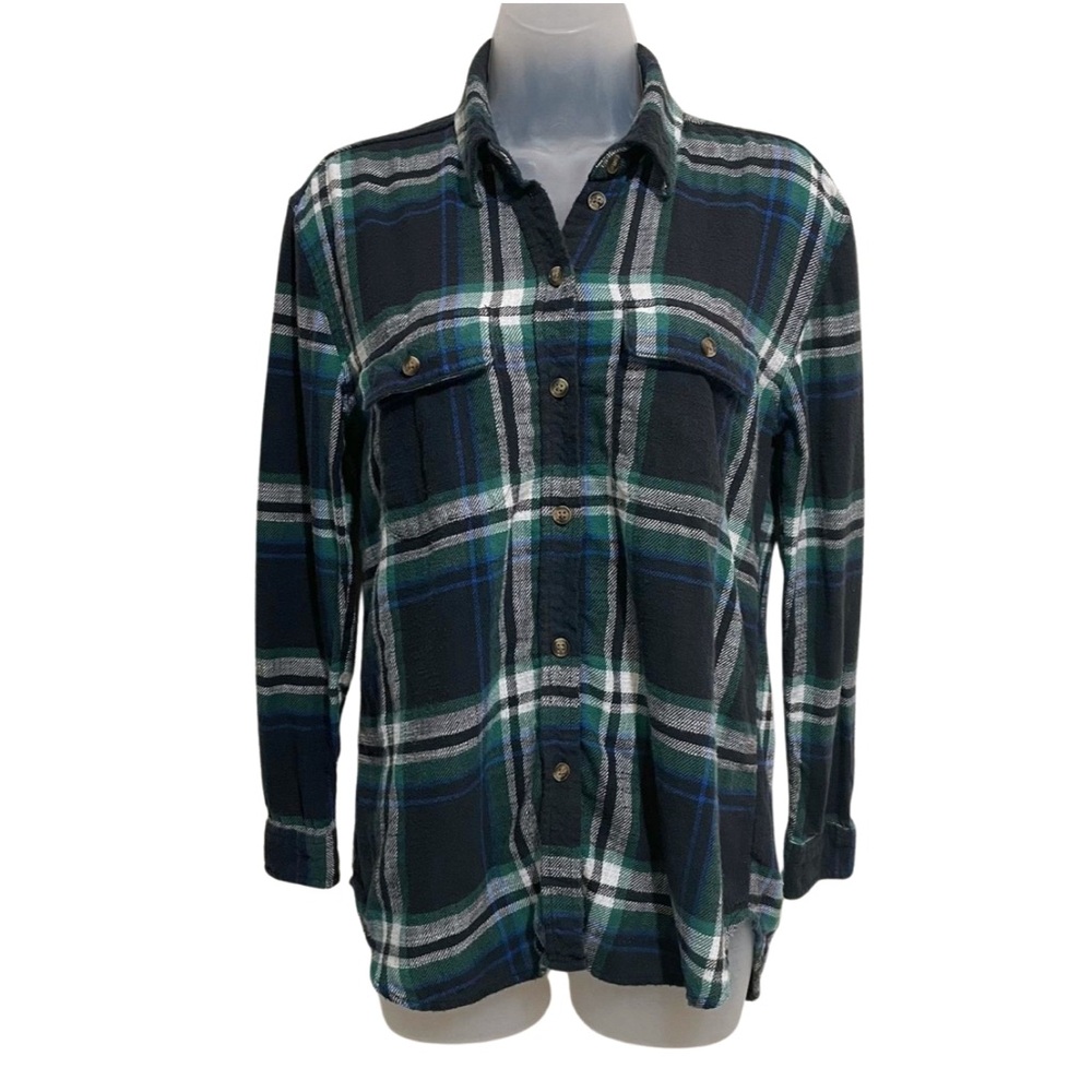 American Eagle Plaid Flannel Button Down Shirt Oversized Fit size XS 100% cotton